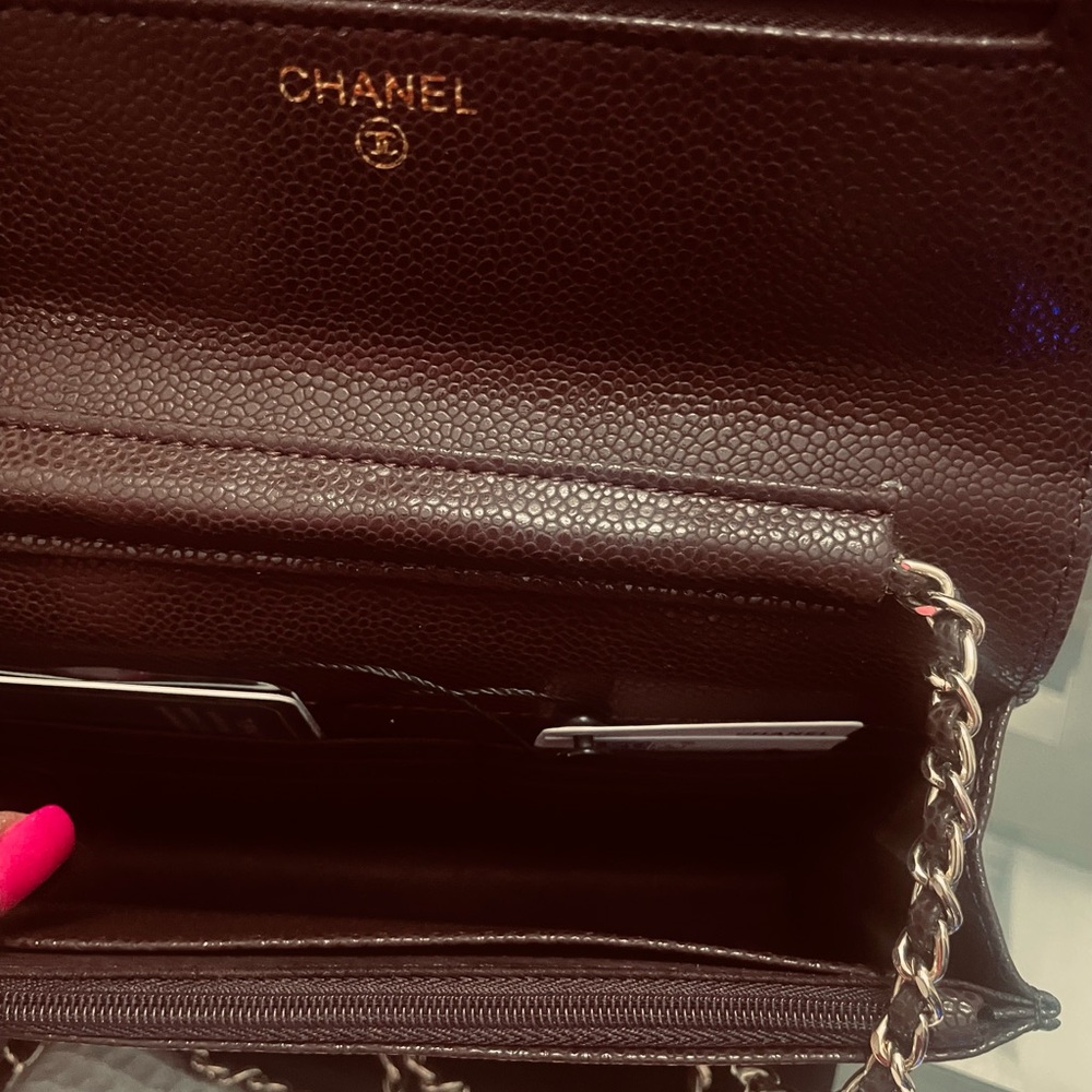 🔥🔥 Chanel Merlot wine Quilted Crossbody Bag Wallet on chain Vegan leather - Picture 5 of 7